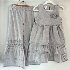 cReations Girls 7/8 Gray Ruffle Tunic Top & Pants Set Soft Lounge Outfit